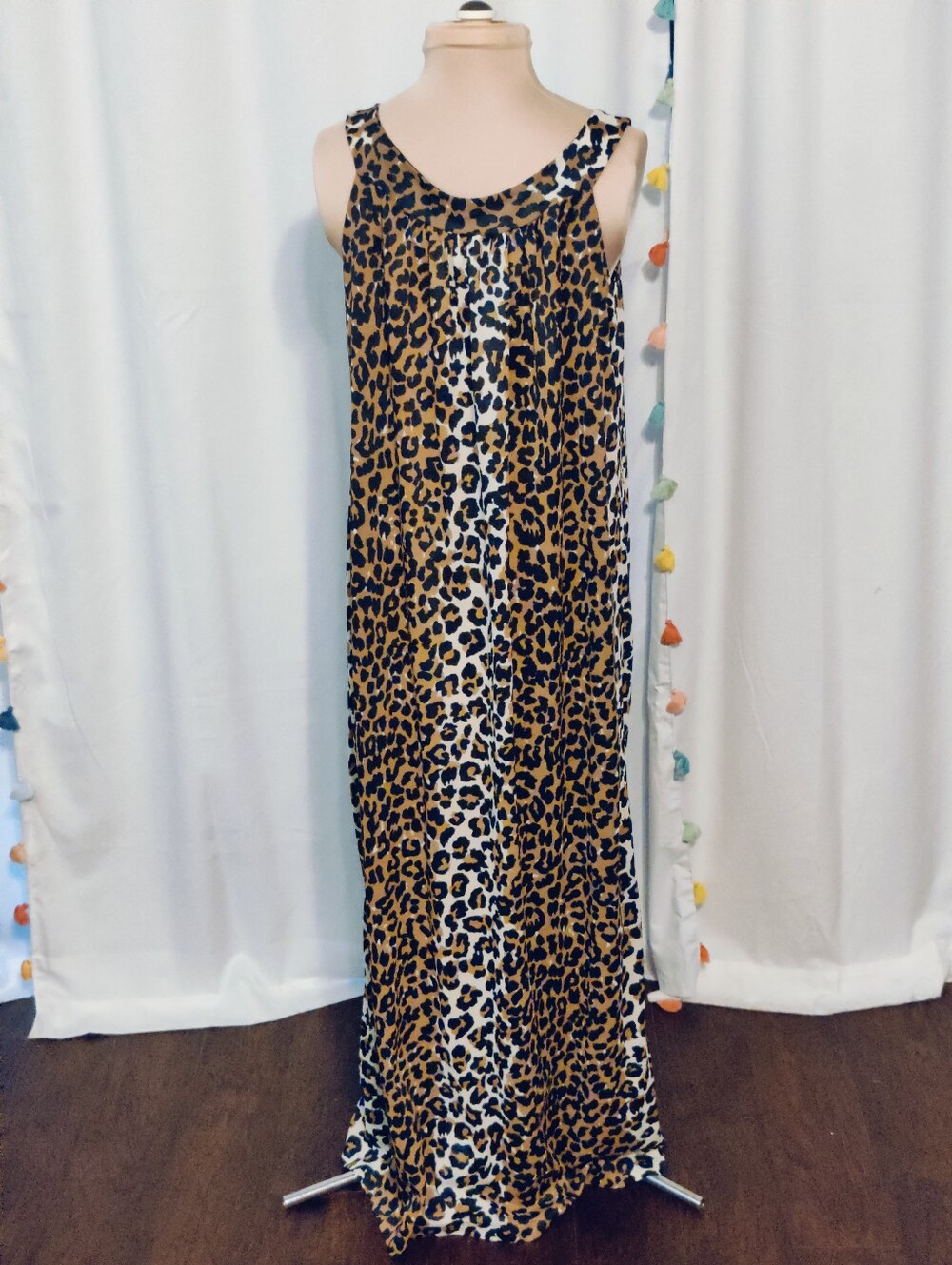Vintage Mid Century Old Hollywood Slinky Animal Print Full Length Gown Dress - Picture 4 of 7